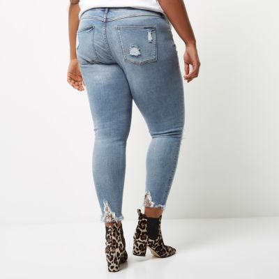 Plus blue sequin Alannah relaxed skinny jeans